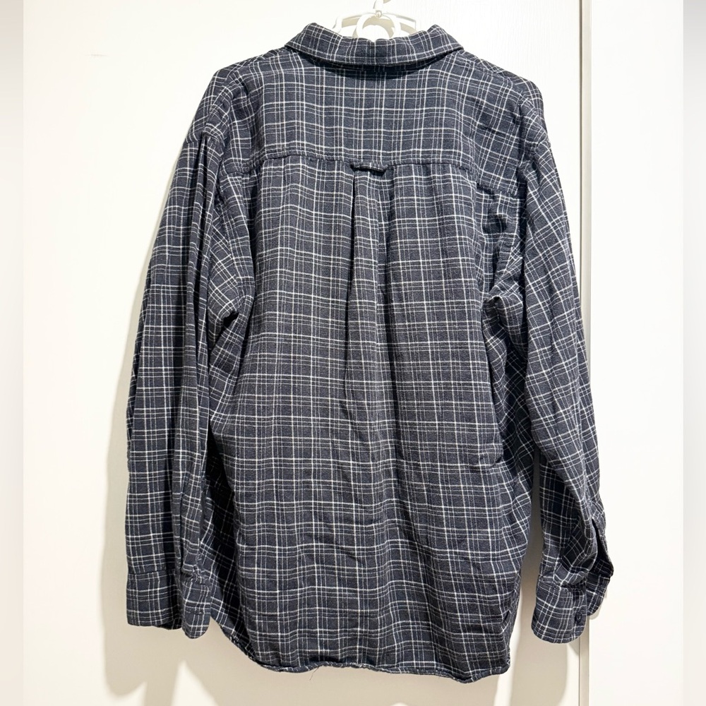 Savile Row Co. Men’s XL Classic Fit Brushed Cotton Flannel Shirt GrayBlue Plaid - Picture 3 of 4